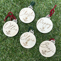 Custom Pet Name Christmas Wood Ornament - Bauble