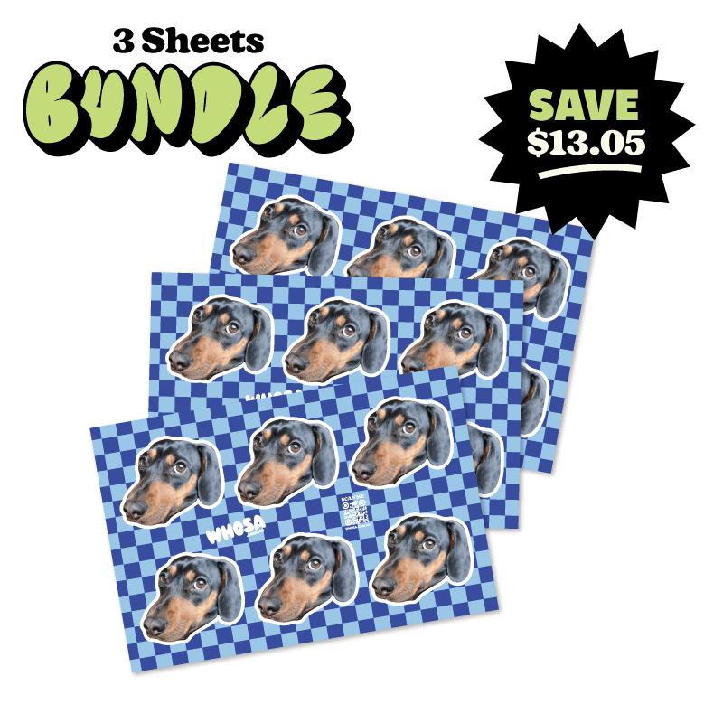 3 Pack - Custom Dog Checkered Sticker Sheets