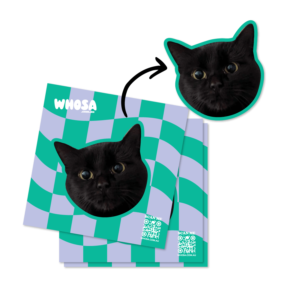 Wavy Checkered Custom Pet Sticker (Face Only)