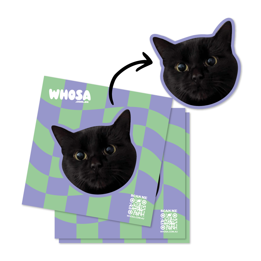 Wavy Checkered Custom Pet Sticker (Face Only)