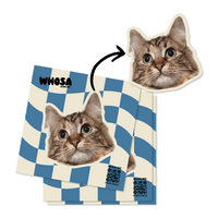 Wavy Vintage Checkered Custom Pet Sticker (Face Only)