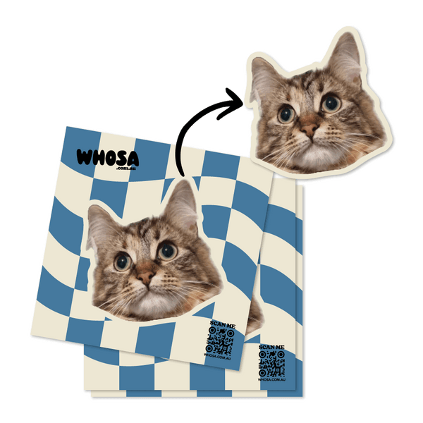 Wavy Vintage Checkered Custom Pet Sticker (Face Only)