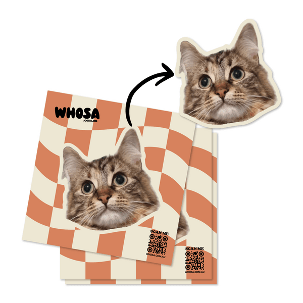 Wavy Vintage Checkered Custom Pet Sticker (Face Only)