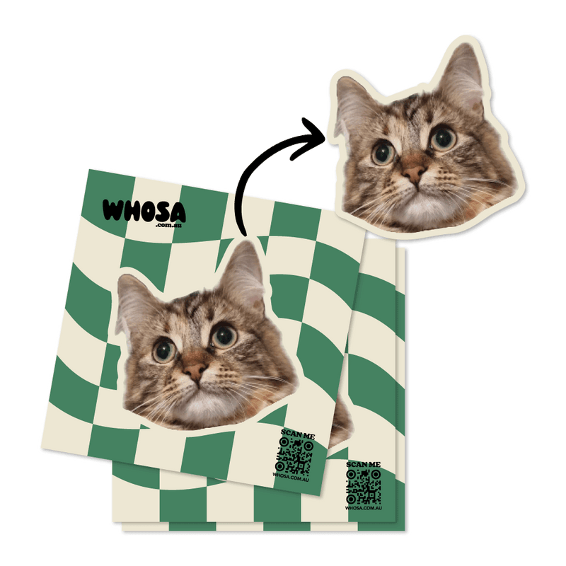 Wavy Vintage Checkered Custom Pet Sticker (Face Only)