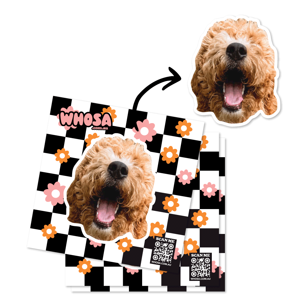 Flowers Checkered Custom Pet Sticker (Face Only)
