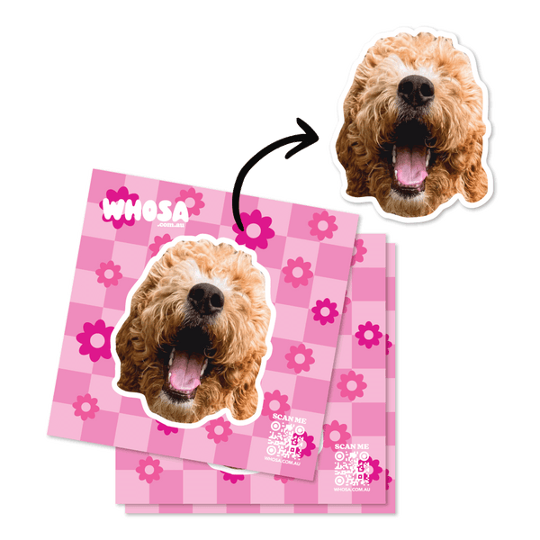 Flowers Checkered Custom Pet Sticker (Face Only)