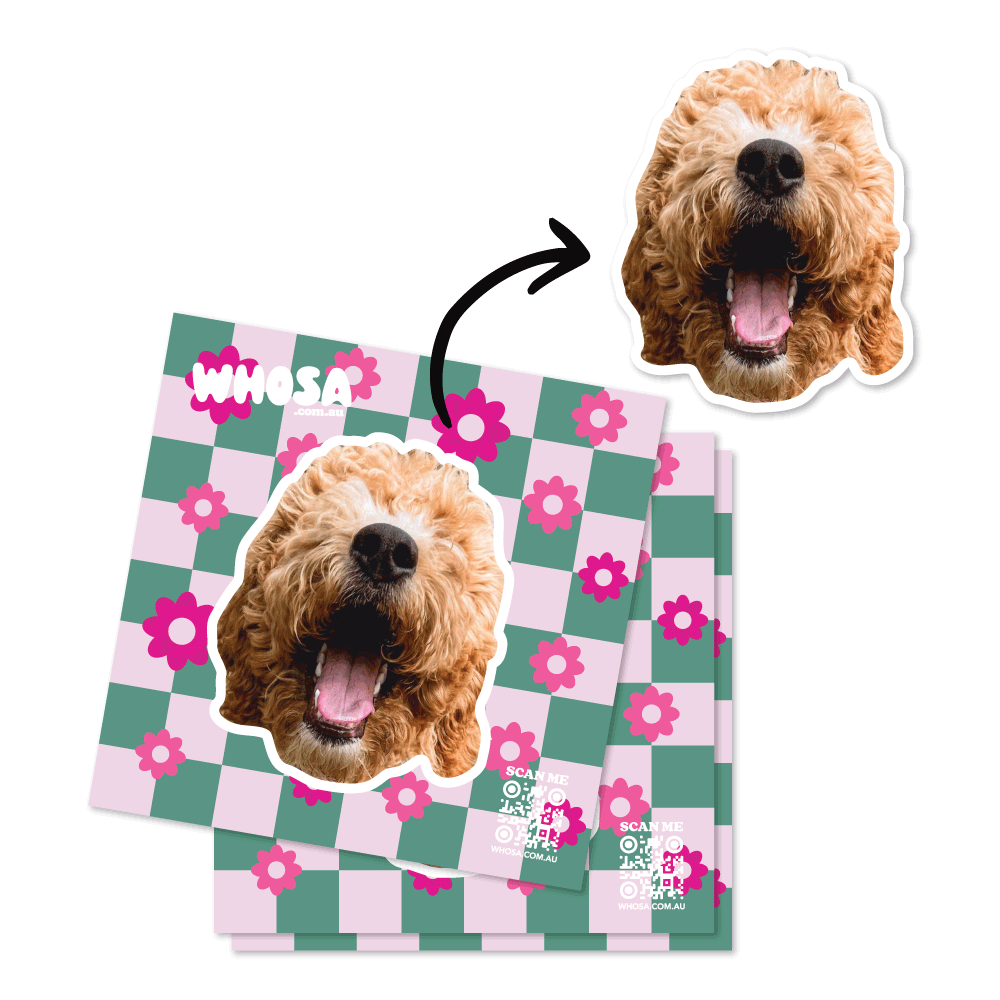 Flowers Checkered Custom Pet Sticker (Face Only)