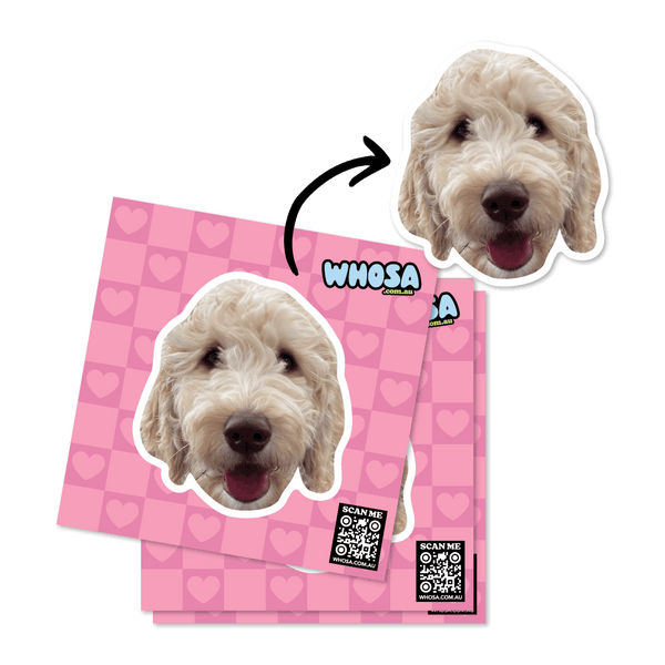 Hearts Checkered Custom Pet Sticker (Face Only)