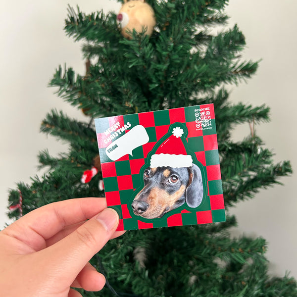 Checkered Custom Pet Sticker  - Merry Christmas Collection