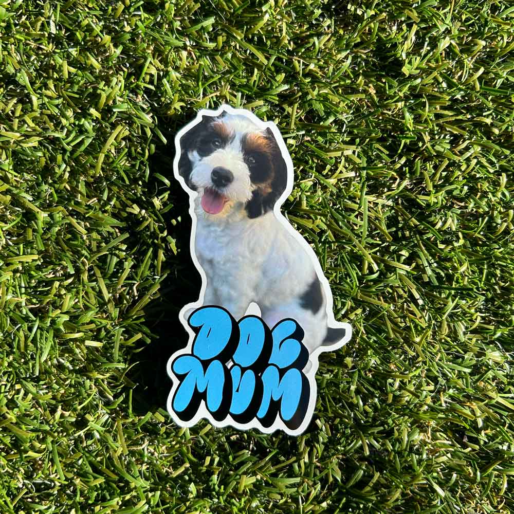 Bubble Text Custom Dog Mum Sticker -