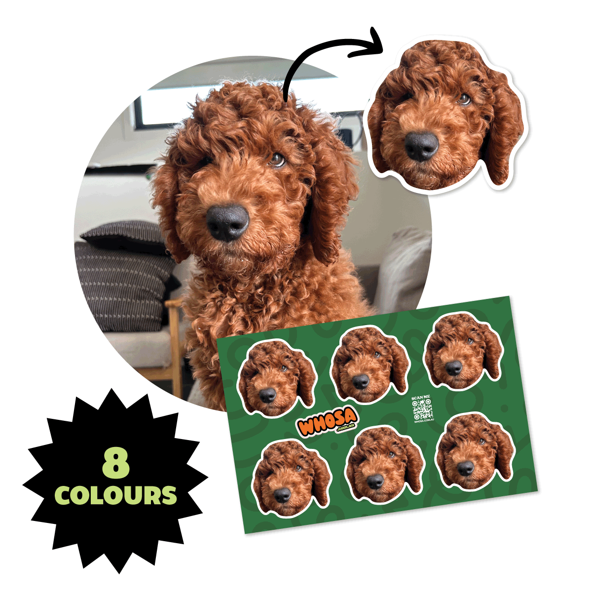 Custom Pet Sticker Sheet (x6 Stickers) - Squiggle Collection
